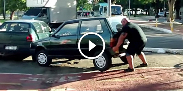 terrible parking Towing An Improperly Parked Car With BARE HANDS super strong cyclist 11