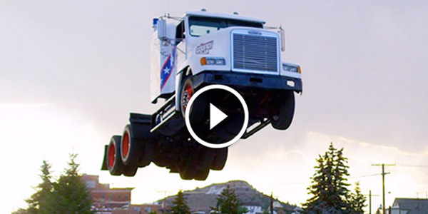 Semi truck jump 166 feet smashing world record