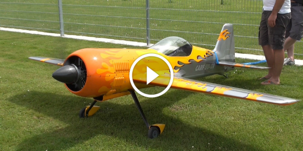 Large RC Sukhoi SU-31 CARF FLYING Above Austrian Ground At Modell Airfield Ikarus 16