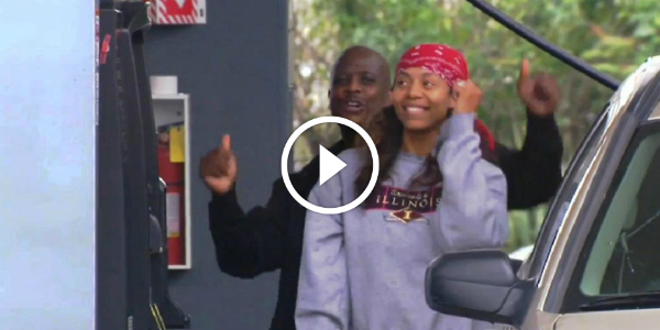 Gas Station KARAOKE couple free gas