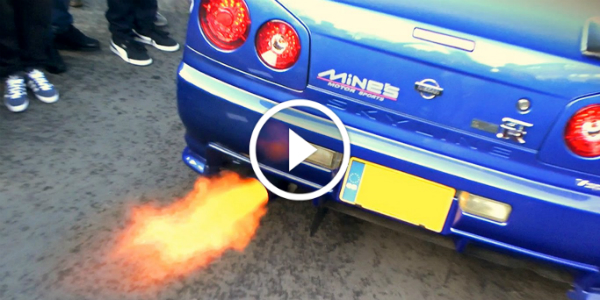 FIRE SPITTING Nissan Skyline GTR R34 At The Gumball 3000 Event In Birmingham UK 234