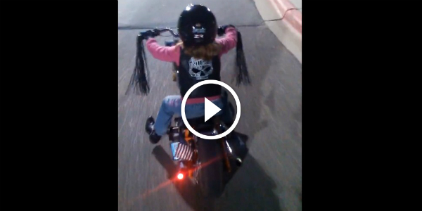 LITTLE BIKERS! 6 Year Old Lady Riding A Mini CHOPPER 21