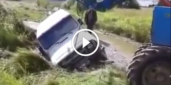 UNSUCCESSFUL RESCUE Mission! TRACTOR PULLS Out Of The Mud Loses Balance & Falls 167