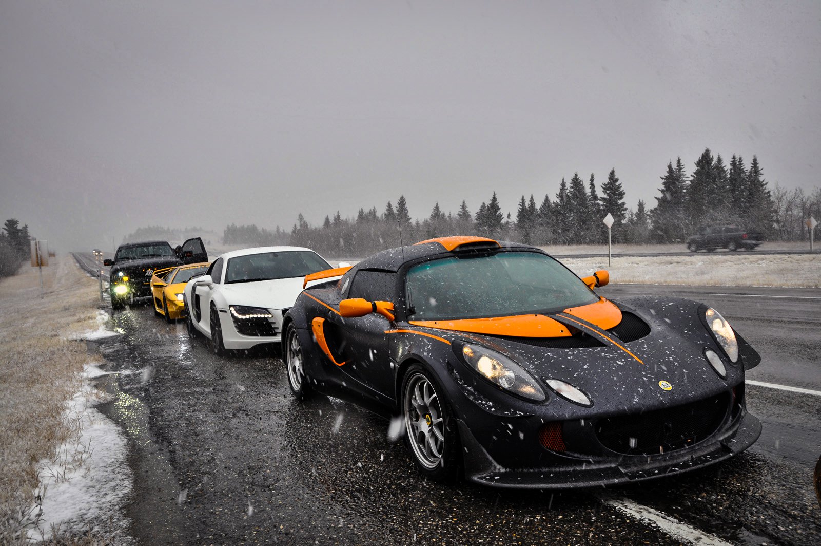 Exotic Cars In A Snowstorm In Canada 13
