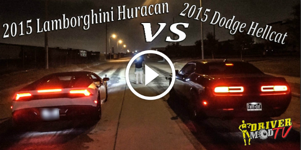 Lamborghini drag race STOCK Vs STOCK! 2015 Lamborghini Huracan Vs 2015 Dodge Hellcat 6