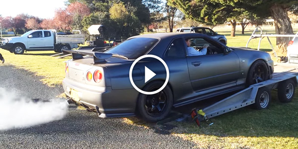 1000 HP NISSAN R34GTR Cold Start Up & Unload from Trailer