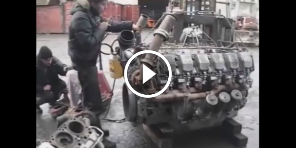 HUGE V12 DIESEL ENGINE Startup Idling & Revving Sound 23
