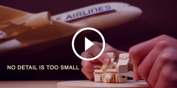 Small Scale Singapore Airlines Airplane Made Of 100 BALSA WOOD Pieces 12
