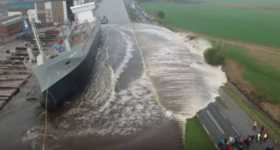 Launching The MV Greenland SHIP water FIRST TIME 3