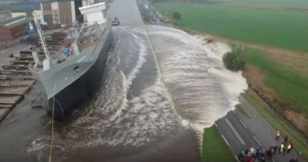 Launching The MV Greenland SHIP water FIRST TIME 3