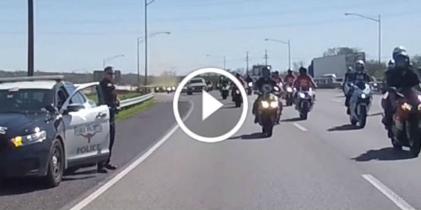Angry Cop sprays bikers highway 6