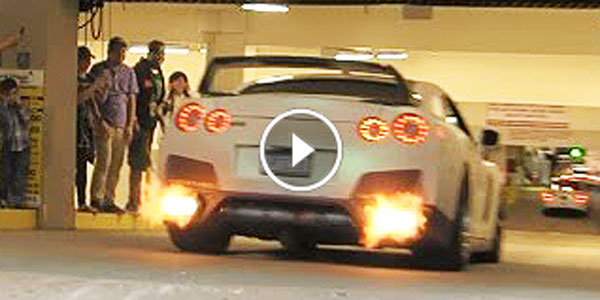backfiring Nissan GTR