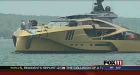 48000000 Golden Super Yacht Launched In STURGEON BAY 1