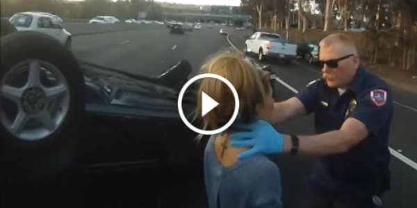 Biker Rescues girl Overturned Car Accident Helmet 11