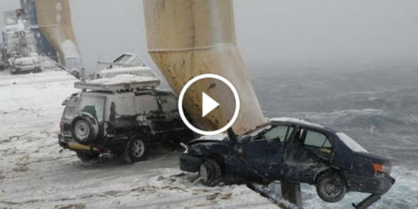 Powerful Storm Cargo Ship Wrecked Cars 1 TN
