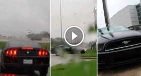 Ford Mustang Crash Near A Lamborghini Dealership