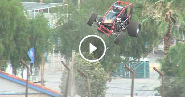 Austin Williams Loses Control Sprint Car Crashes Jumps Fence 1