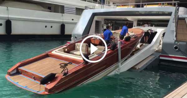Boat Crew Loads Up Luxury Tender In SuperYacht 1