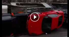 Truck Car Carrier 9 Exotic Cars Overturns Paris Lamborghini Gallardo Shelby GT500 Ferrari F430 2 TN