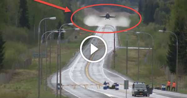 F-18 Aircraft Takes Off From The Highway