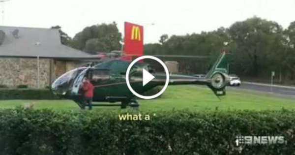 Hungry Pilot Lands His Helicopter At Sydney McDonalds 1 TN