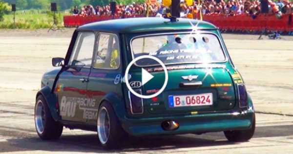 Modified Mini Cooper Hayabusa Motorbike Engine Drag Race 2