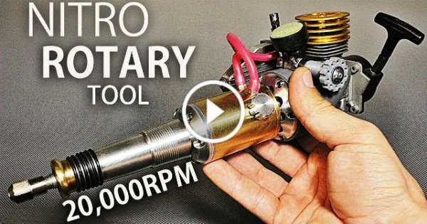 Rotary Tool Powered By A Nitro Burning Two Stroke RC Car Engine 1 TN