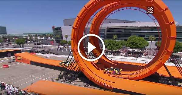 Giant Hot Wheels Track Featuring A Double Vertical Loop 3