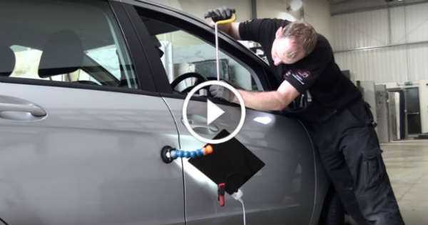 Mercedes Door Crease Removal tutorial extreme dent 2