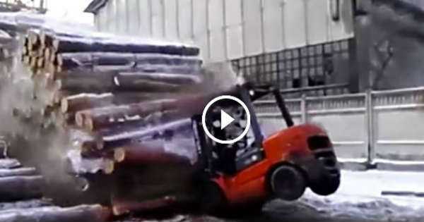 Crazy Lumber Worker Play With A Stack Of Logs 4