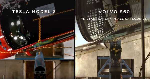 Tesla Model 3 vs. Volvo S60 CRASH TEST