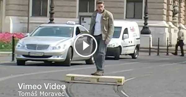 Tomas Moravec Rides Wooden Pallet Rail Tracks