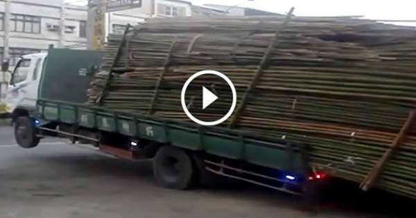 Truck Unloading Over 3 Tons Bamboo 2 minutes
