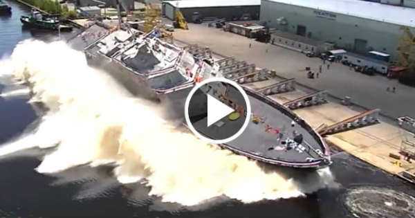 US Navy Launches New SHIP Sideways