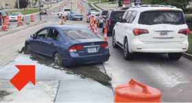 Honda Civic Fail road warning concrete 1