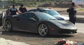 Stolen Yellow Ferrari 488 Found New Paintjob black police 4