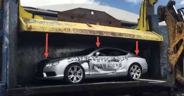 Crushing Bentley GT In A Car Compactor 1