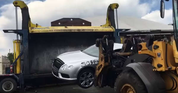 Crushing Bentley GT In A Car Compactor 2