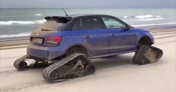 Drifts His Audi S1 With Tank Chains 2