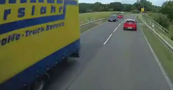 Renault Doing A Bad Overtake On The Highway Almost Gets Hit By An Approaching Truck 4