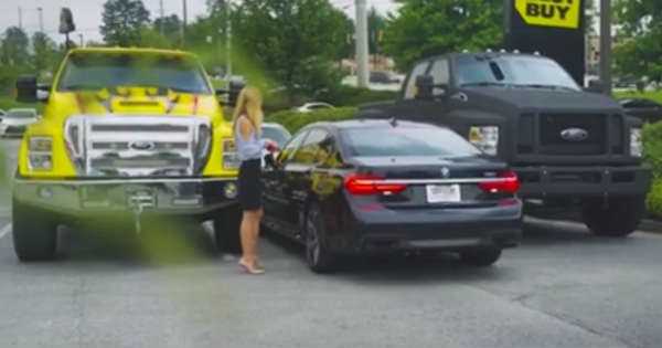Two Trucks Blocked Badly Parked Car 2