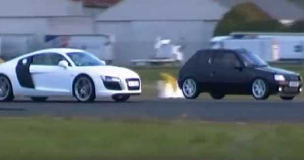 Underdog Peugeot 205 RSS vs Audi R8 2