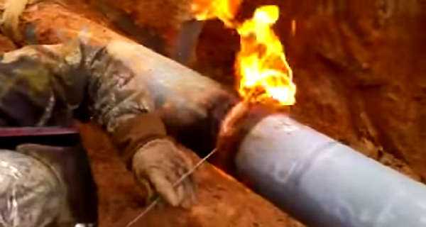 Gas Pipe Welding While Going Up In Flames 1