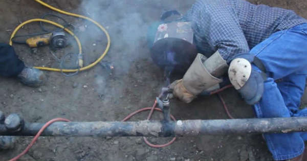 Welding Pipe Filled With Gas While Going Up In Flames 2