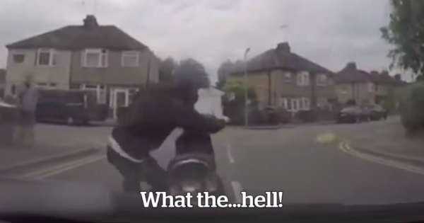 Car Dashcam Trap Motorcyclist Biker Fake 1