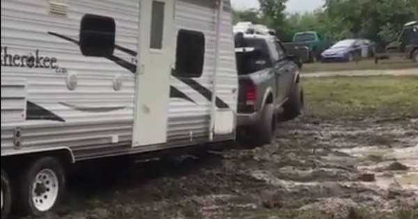 Diesel Truck Pulls Mud Incredible Power 1