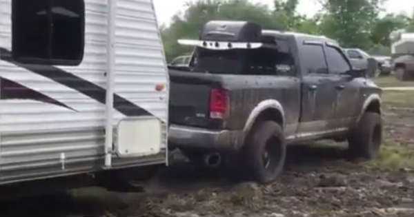 Diesel Truck Pulls Mud Incredible Power 2