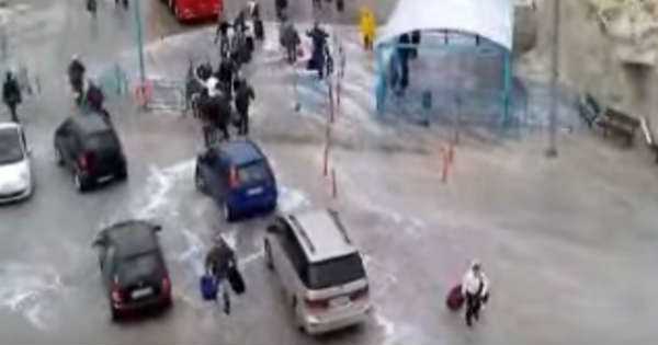 GREECE Ferry Docking Extreme Weather Conditions Cars 1