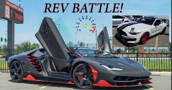 Lambo Revving Against Mighty Procharged Mustang Shelby GT350R 11