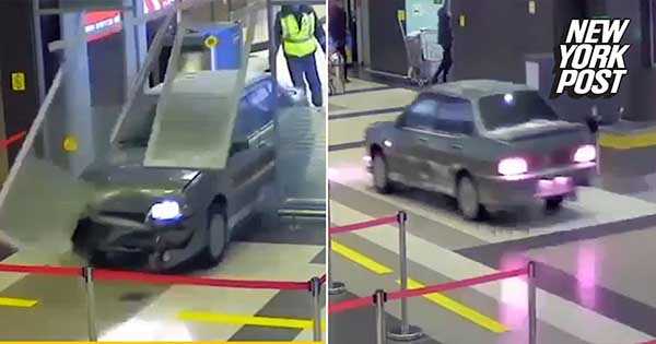Police Chase Russian Driver That Drives Car Through Airport Terminal 1